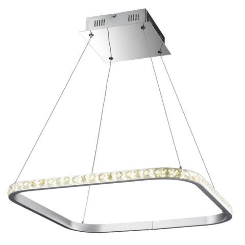 Pendente Quadrado Cromado Cristal Âmbar LED 36W 2700K Bivolt Starlux