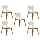 Ver imagem 1 de Kit 5 Cadeiras Decorativas Sala de Jantar Madeira Maciça Lang Linho Off White/Freijó - Gran Belo