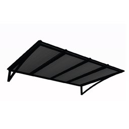 Toldo Fixo em Policarbonato Alveolar Fume - 2,00m X 1,50m - Estrutura Preta - 2