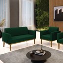 Ver imagem 2 de Namoradeira e Poltrona Base Madeira Castanho Marisa Bouclê Verde D03 - D’Rossi