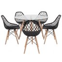 Ver imagem 2 de Kit Mesa Eames Vidro 110cm + 5 Cadeiras Kaila Dsw - Seat&Co