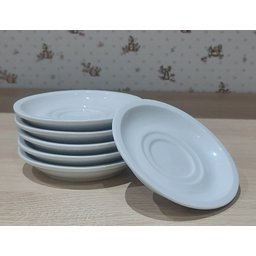 Kit Jogo Conjunto 10 Pires P/ Xícaras de Café e Chá - Porcelana Branca - 3