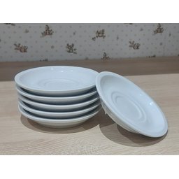Kit Jogo Conjunto 10 Pires P/ Xícaras de Café e Chá - Porcelana Branca - 7