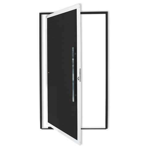 Porta Pivotante Alumínio Lambril c/Puxador D.Mix Preto 120 Brimak