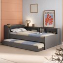 Ver imagem 1 de Cama Infantil Bellagio 1 Porta com Cama Auxiliar Grafite - Pnr Móveis