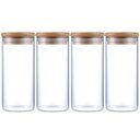Ver imagem 1 de Kit 4 Potes Herméticos Vidro Tampa Bambu 15 X 6,5 Cm 400ml