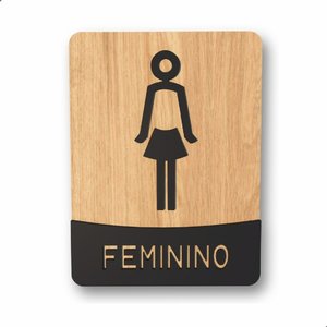 Placa de Banheiro Placas para Banheiro Feminino Masculino:preto - Feminino 15x20