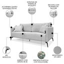 Ver imagem 3 de Sofá 2 Lugares 160cm Pés de Metal Vecchia S06 Linho Grigio - Mpozenato