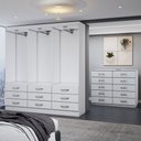 Ver imagem 5 de Guarda-roupa Casal Ruby 6 Portas 9 Gavetas com Cômoda 10 Gavetas Branco - Panorama Móveis