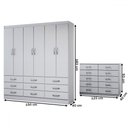 Ver imagem 4 de Guarda-roupa Casal Ruby 6 Portas 9 Gavetas com Cômoda 10 Gavetas Branco - Panorama Móveis