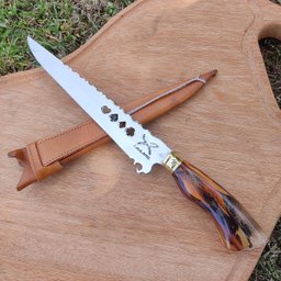 Faca Artesanal Javalizeira Churrasco Cabo Arma Militar Híbrido Granada e Metralhadora Naipes - 3