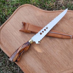 Faca Artesanal Javalizeira Churrasco Cabo Arma Militar Híbrido Granada e Metralhadora Naipes - 9