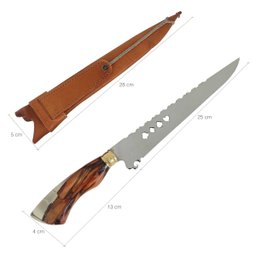 Faca Artesanal Javalizeira Churrasco Cabo Arma Militar Híbrido Granada e Metralhadora Naipes - 5