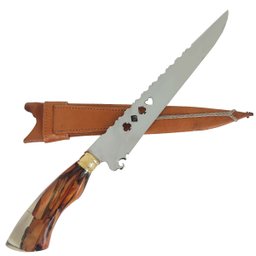 Faca Artesanal Javalizeira Churrasco Cabo Arma Militar Híbrido Granada e Metralhadora Naipes - 1