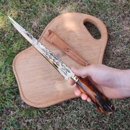 Faca Artesanal Javalizeira Churrasco Cabo Arma Militar Híbrido Granada e Metralhadora Naipes - 6