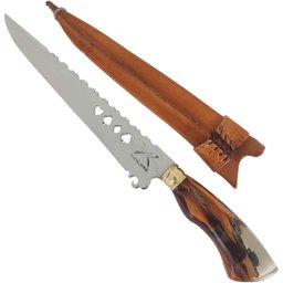 Faca Artesanal Javalizeira Churrasco Cabo Arma Militar Híbrido Granada e Metralhadora Naipes - 8