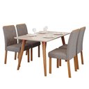 Ver imagem 1 de Mesa para Sala de Jantar Adele 1,30 com 4 Cadeiras Fernanda Wood Madeira/off White/linho Grafite Cim