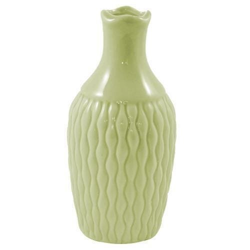 Vaso Decorativo De Cerâmica Ondas Verde 15cm - 1