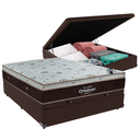 Ver imagem 1 de Cama Box Baú Casal Marrom e Colchão Sleep King Molas Ensacadas Ortobom