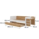 Ver imagem 4 de Cama de Solteiro Funcional Infantil com Escrivaninha e Cama Auxiliar 100% MDF Premium Helena Marrom/Branco/Louro Freijó Grann