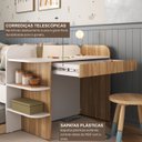 Ver mais imagens de Cama de Solteiro Funcional Infantil com Escrivaninha e Cama Auxiliar 100% MDF Premium Helena Marrom/Branco/Louro Freijó Grann