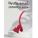 Ver imagem 2 de Gato Porta Anel Cerâmica:laranja