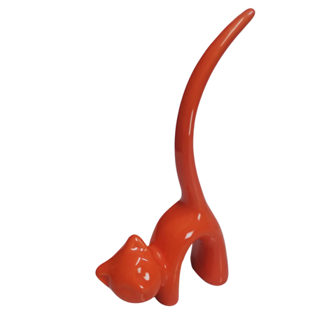 Gato Porta Anel Cerâmica:laranja