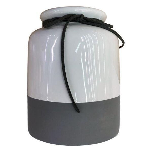 Vaso De Cerâmica Escandinavo Branco E Cinza Com Laço - 1