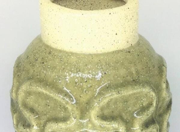 Vaso Decorativo De Cerâmica Com Textura Verde - 17 X 31Cm - 2