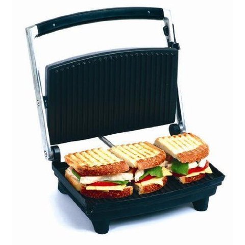 Elite Gourmet Grill Elétrico Panini com Placas Antiaderentes 11"x7" (prata)