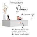 Ver imagem 2 de Penteadeira Suspensa Diana com Gaveta e Puxador em Couro Multifuncional Branco