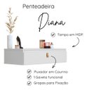 Ver imagem 2 de Penteadeira Suspensa Diana com Gaveta e Puxador em Couro Multifuncional Branco