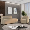 Ver imagem 2 de Sofá 3 Lugares Orgânico 180cm Morgan e Poltrona Lua Suede Marrom Rato D03 - D’Rossi