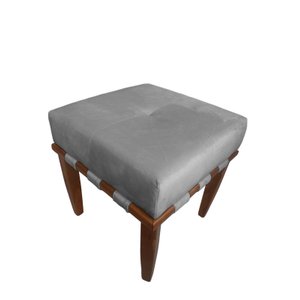 Banqueta Puff Quadrado Cinza Pé Palito