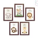Ver imagem 1 de Kit 5 Quadros Decorativos Safari Baby Aquarela Bege Moldura:tabaco