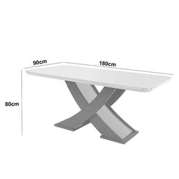 Mesa Lisboa 180 Mdf Vidro Canto Reto Com 6 Cadeiras - 5 Mesa Lisboa 180 Mdf Vidro Canto Reto Com 6 Cadeiras - 5