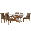 Ver imagem 6 de Mesa Lisboa 180 Mdf Vidro Canto Reto Com 6 Cadeiras