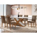 Ver imagem 1 de Mesa Lisboa 180 Mdf Vidro Canto Reto Com 6 Cadeiras