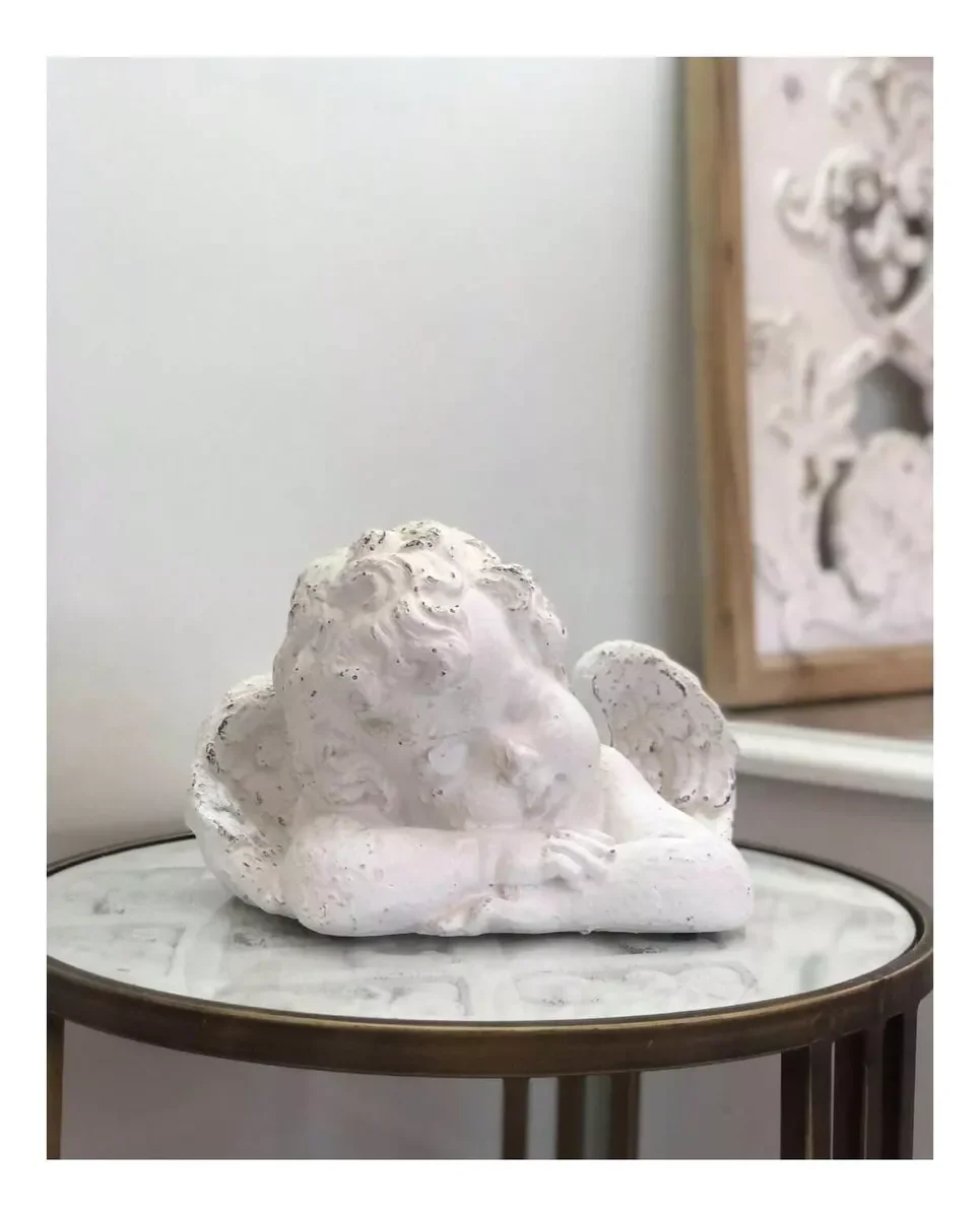 Ver imagem 2 de Escultura Anjo Resina Branco Sonho Angelical 29x18x19
