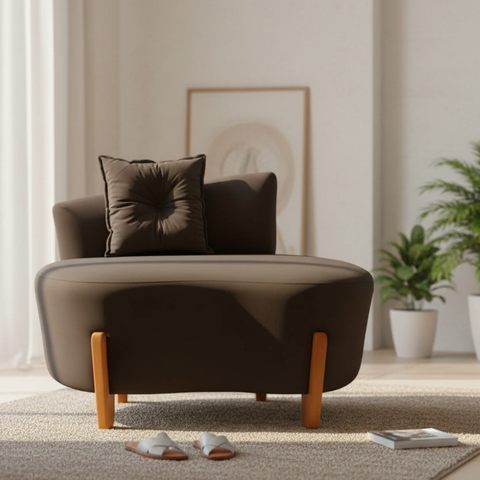 Namoradeira Sofá Feijão Luna 100cm Orgânica Suede Marrom