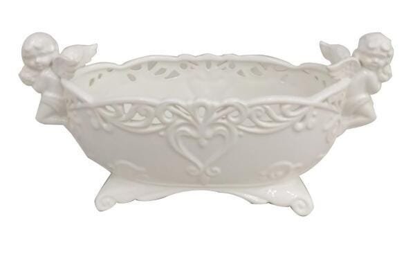 Vaso De Ceramica Branco 30X14Cm - 1