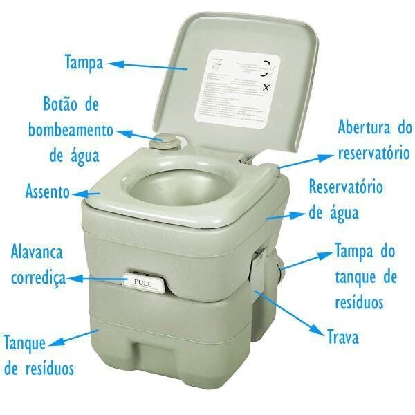 Vaso Sanitário Portátil Banheiro Químico 20 L Camping 932 - 7