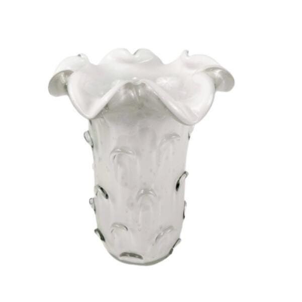 Vaso Decorativo Branco Tipo Murano 30x22cm Decoração Sofisticada