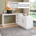 Ver imagem 6 de Mesa Escrivaninha com Cômoda com 3 Gavetas e 2 Portas American Branco