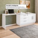 Ver imagem 5 de Mesa Escrivaninha com Cômoda com 3 Gavetas e 2 Portas American Branco