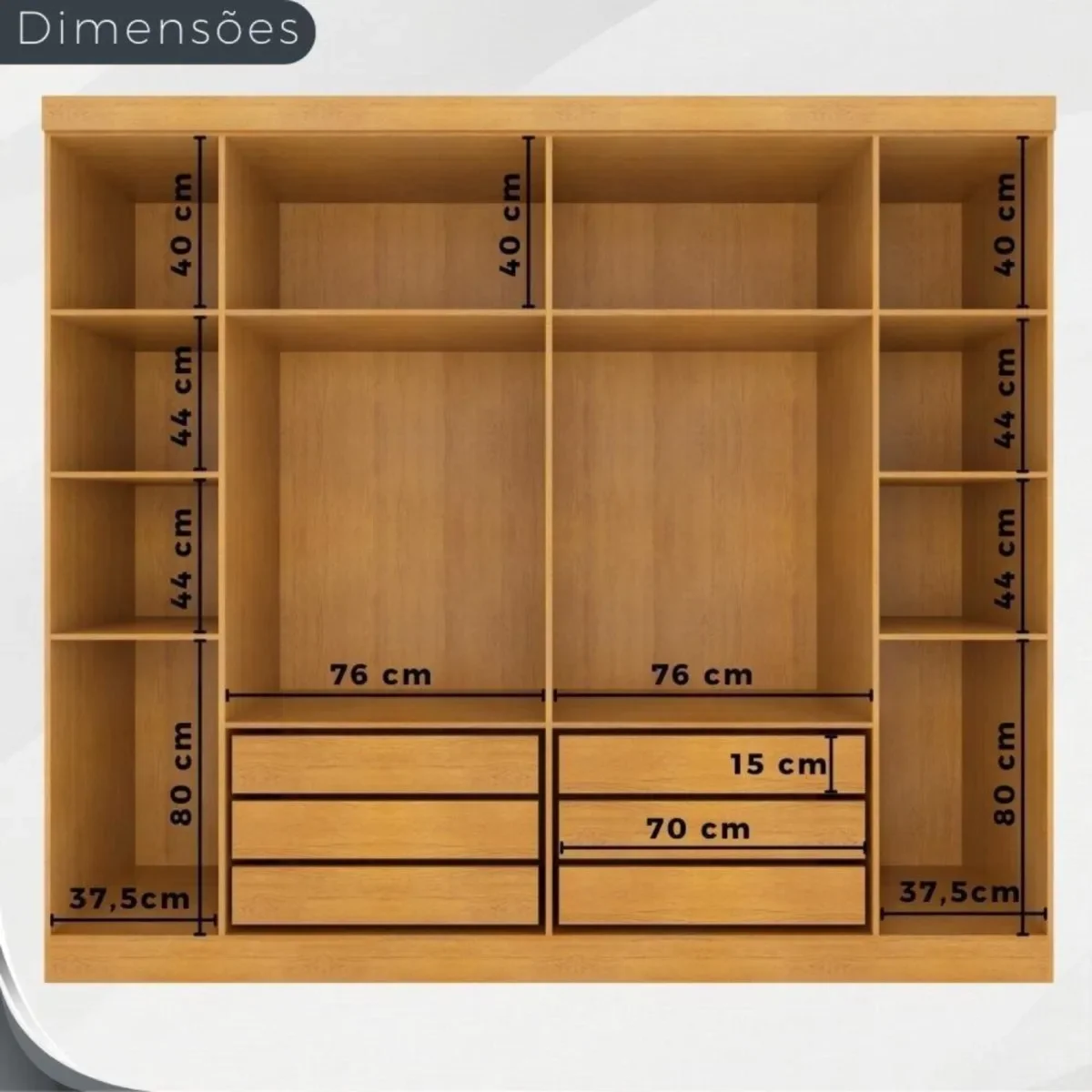 Ver imagem 4 de Guarda Roupa Casal Olímpia 6 Portas 6 Gavetas Divisao Ele e Ela:cinamomo