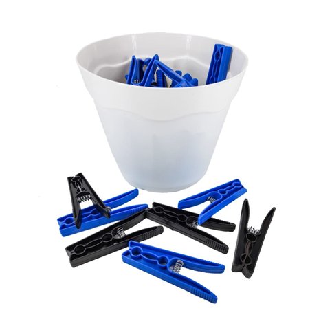 Cesto Branco Pregadores de Roupas Plástico Preto com Azul - Azul