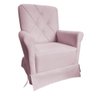 Poltrona Cadeira De Amamentação Com Balanço E Puff Ana Alice Suede Rosa Ms Decor - 2
