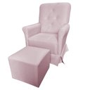 Ver imagem 1 de Poltrona Cadeira De Amamentação Com Balanço E Puff Ana Alice Suede Rosa Ms Decor