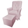 Poltrona Cadeira De Amamentação Com Balanço E Puff Ana Alice Suede Rosa Ms Decor - 1